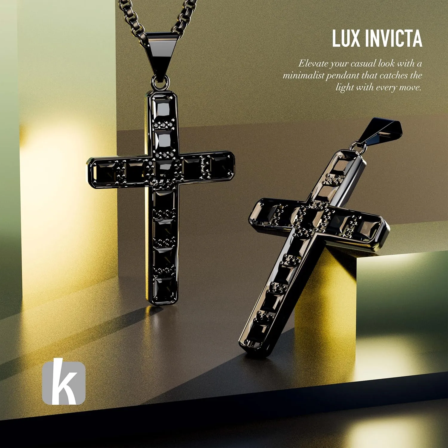 Gold Cross Necklace for Men 18K Silver Black Plated Iced Out Cubic Zirconia Mens Cross Pendant Stainless Steel Chain Religious Gift for Men