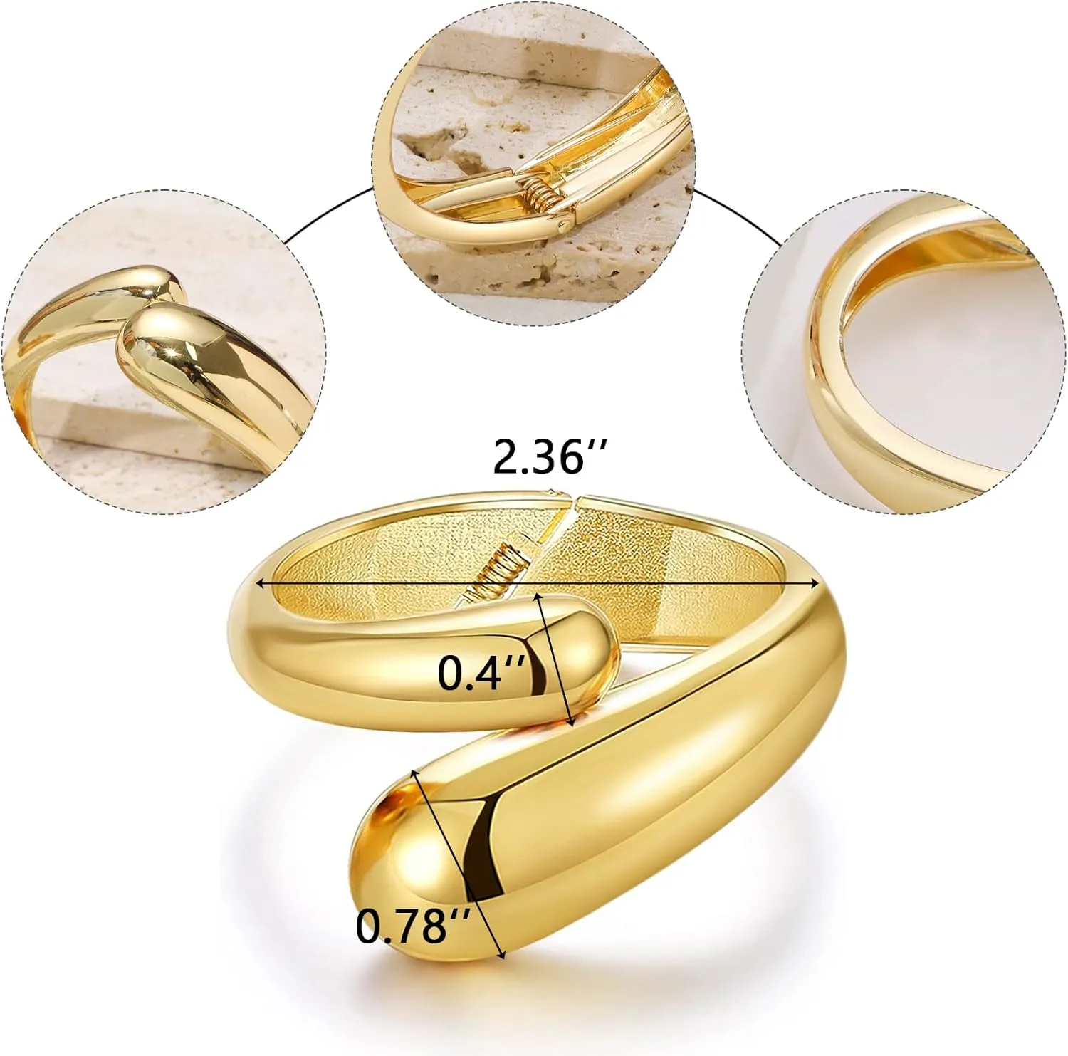 Gold Cuff Bangle Bracelets For Women Gold Polished Thick Waterdrop Bangle Statement Bracelets Chunky Jewelry for Women