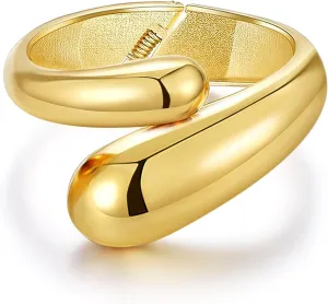 Gold Cuff Bangle Bracelets For Women Gold Polished Thick Waterdrop Bangle Statement Bracelets Chunky Jewelry for Women