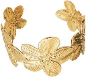 Gold Cuff Bracelets for women,Vintage Gold Flower Butterfly Bracelet Trendy Boho Wide Open Cuff Bangles Bracelets Chunky Gold Statement Bangle Jewelry