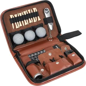 Golf Gift for Dad, Golf Kit with Premium Leather Case Bag Golf Ball Tee Accessory Set, Golf Gifts for Men Women Golfer Father's Day