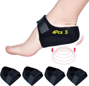 Heel Protectors(4Pcs), Heel Cups for Heel Pain, Heel Cushion for Plantar Fasciitis, Heel Pads Great for Heel Pain Relief, Achilles Tendinitis, Bone Spur, for Men & Women (Black, Small Size)