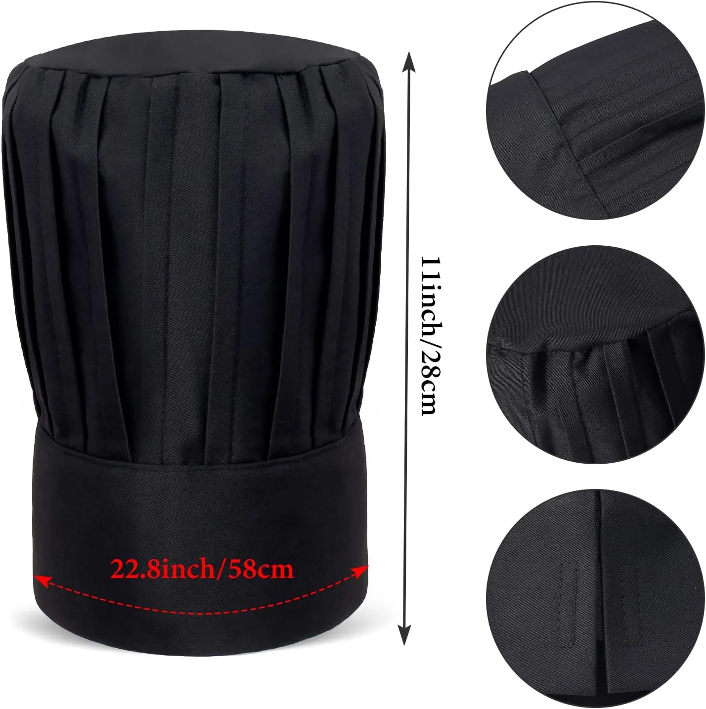 Hibachi Chef Hat Teppanyaki Tall Cap with Hachimaki Headband Tie Apron for Hibachi Party Costume