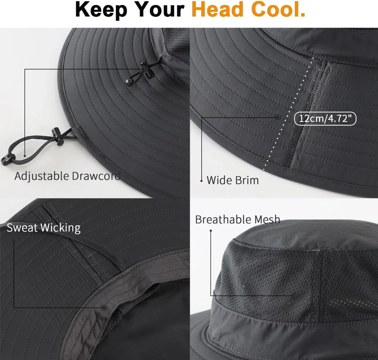 Home Prefer UPF50  Mens Sun Hat Wide Brim Fishing Hat Foldable Large Brim UV Protection Sun Hat for Men Women Beach Gardening