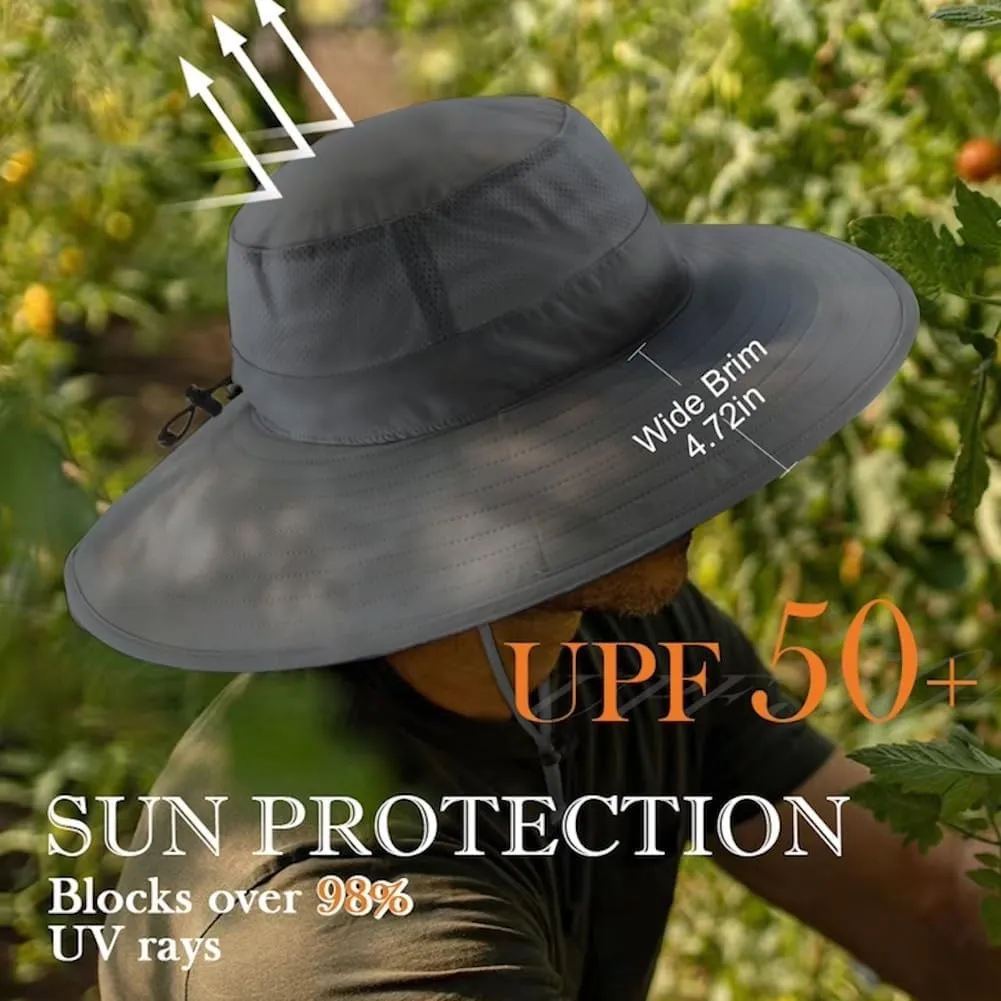 Home Prefer UPF50  Mens Sun Hat Wide Brim Fishing Hat Foldable Large Brim UV Protection Sun Hat for Men Women Beach Gardening