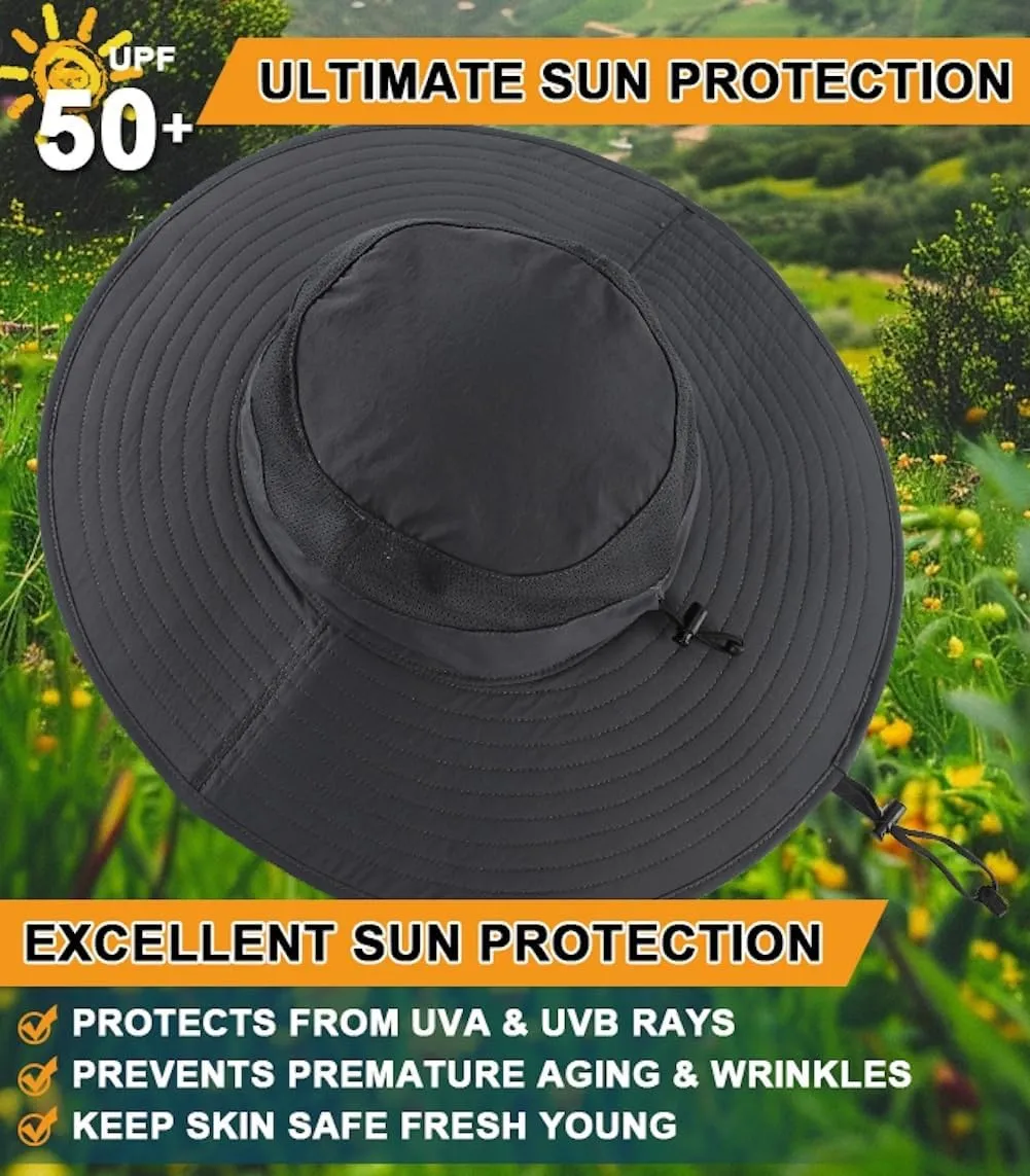 Home Prefer UPF50  Mens Sun Hat Wide Brim Fishing Hat Foldable Large Brim UV Protection Sun Hat for Men Women Beach Gardening
