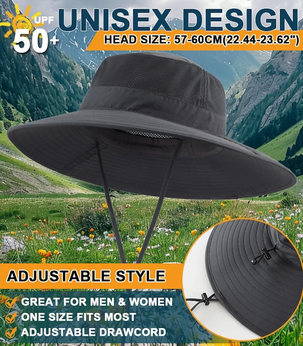 Home Prefer UPF50  Mens Sun Hat Wide Brim Fishing Hat Foldable Large Brim UV Protection Sun Hat for Men Women Beach Gardening