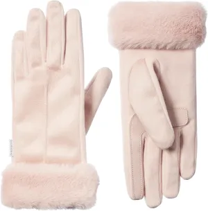isotoner Womens Mya Microsuede Glove With Faux Fur Cuff Detail, Touchscreen Compatible and Water Repellent