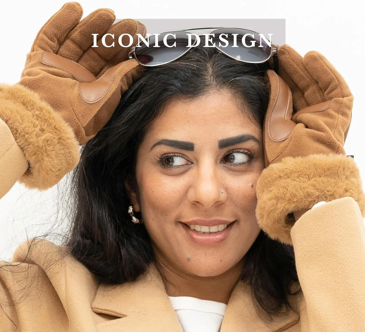 isotoner Womens Mya Microsuede Glove With Faux Fur Cuff Detail, Touchscreen Compatible and Water Repellent