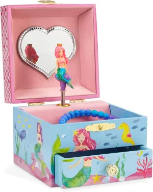 Jewelkeeper Mermaid Musical Jewelry Box - Underwater Design with Pullout Drawer - Mermaid Birthday Present, Girl Vanity Gift - Plays Over The Waves Tune - 4.25 x 4.75 x 3.5 inches