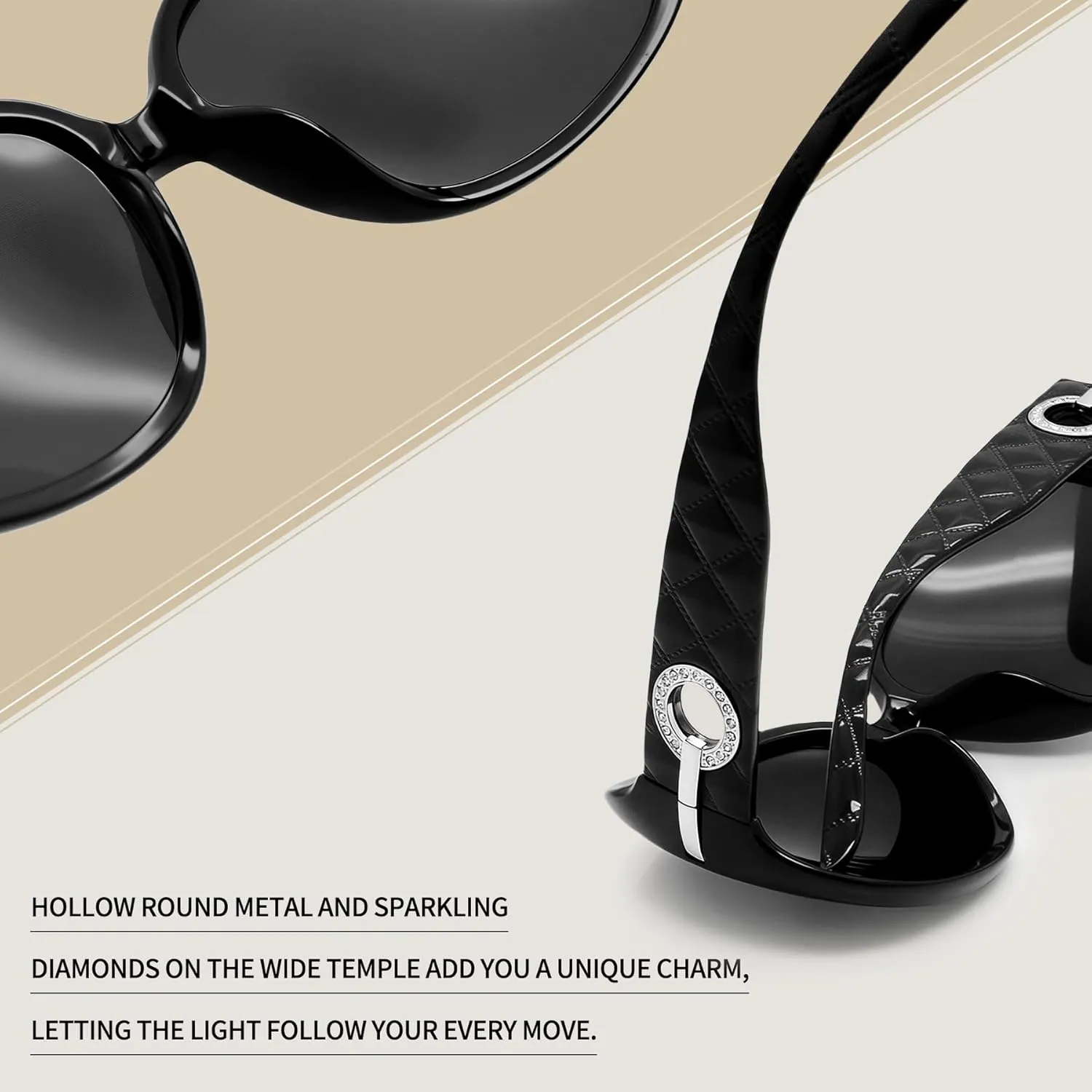 Joopin Big Womens Sunglasses Polarized Trendy Sun Glasses Large Rectangle UV Protection Rhinestone Sunnies