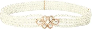 JSEIAJB Versatile Pearl Waist Chain With Diamond Square Button Dress Decorative Belt For Women Waist Belt