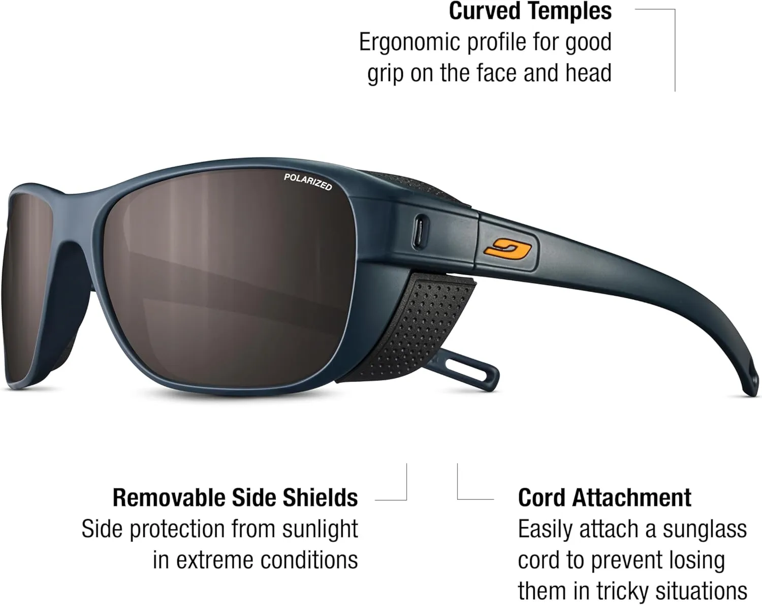 Julbo Camino Glacier Sunglasses for Men & Women w/Removable Side Shields for Hiking, Skiing, Trekking - 100% UV Protection