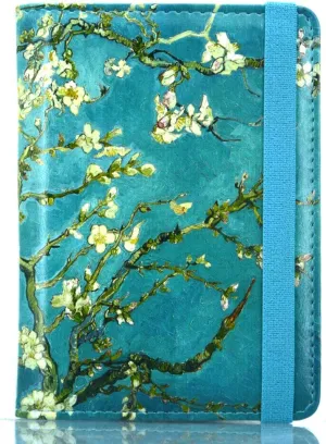 kandouren RFID Blocking Passport Holder Cover Case,Green Van gogh Flower travel luggage passport wallet made with PU Leather for Men & Women