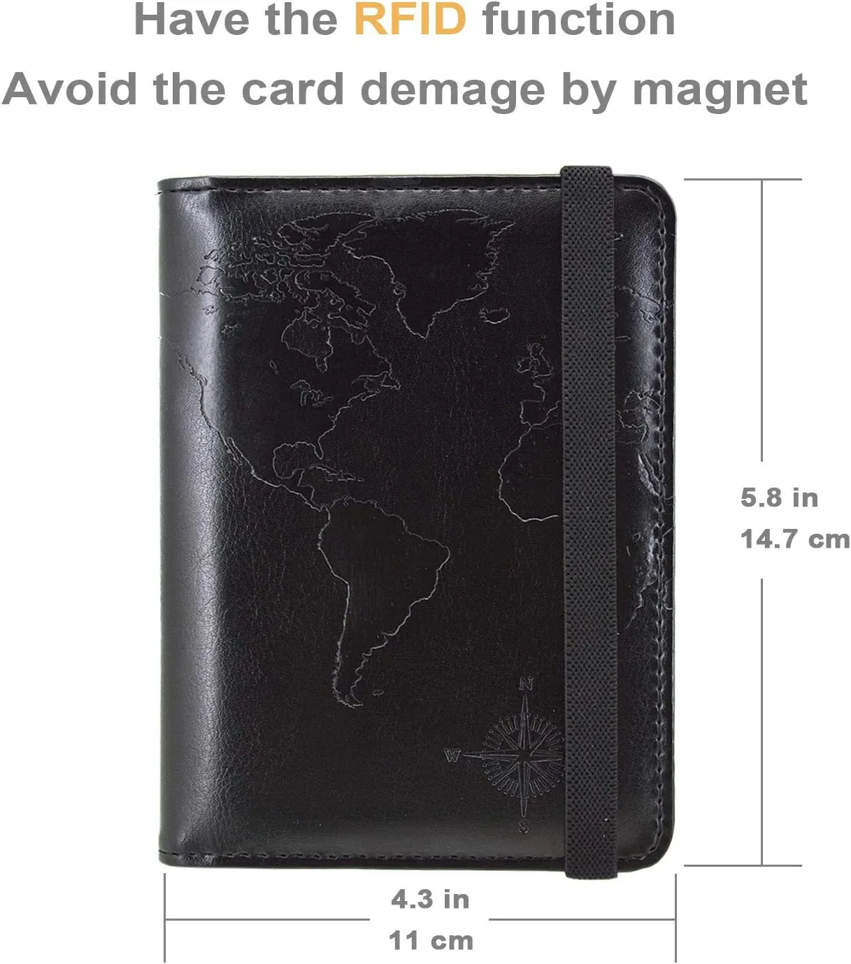 kandouren RFID Passport Holder Cover Case,Travel Accessories for Men & Boy,Passport Wallet(black world)