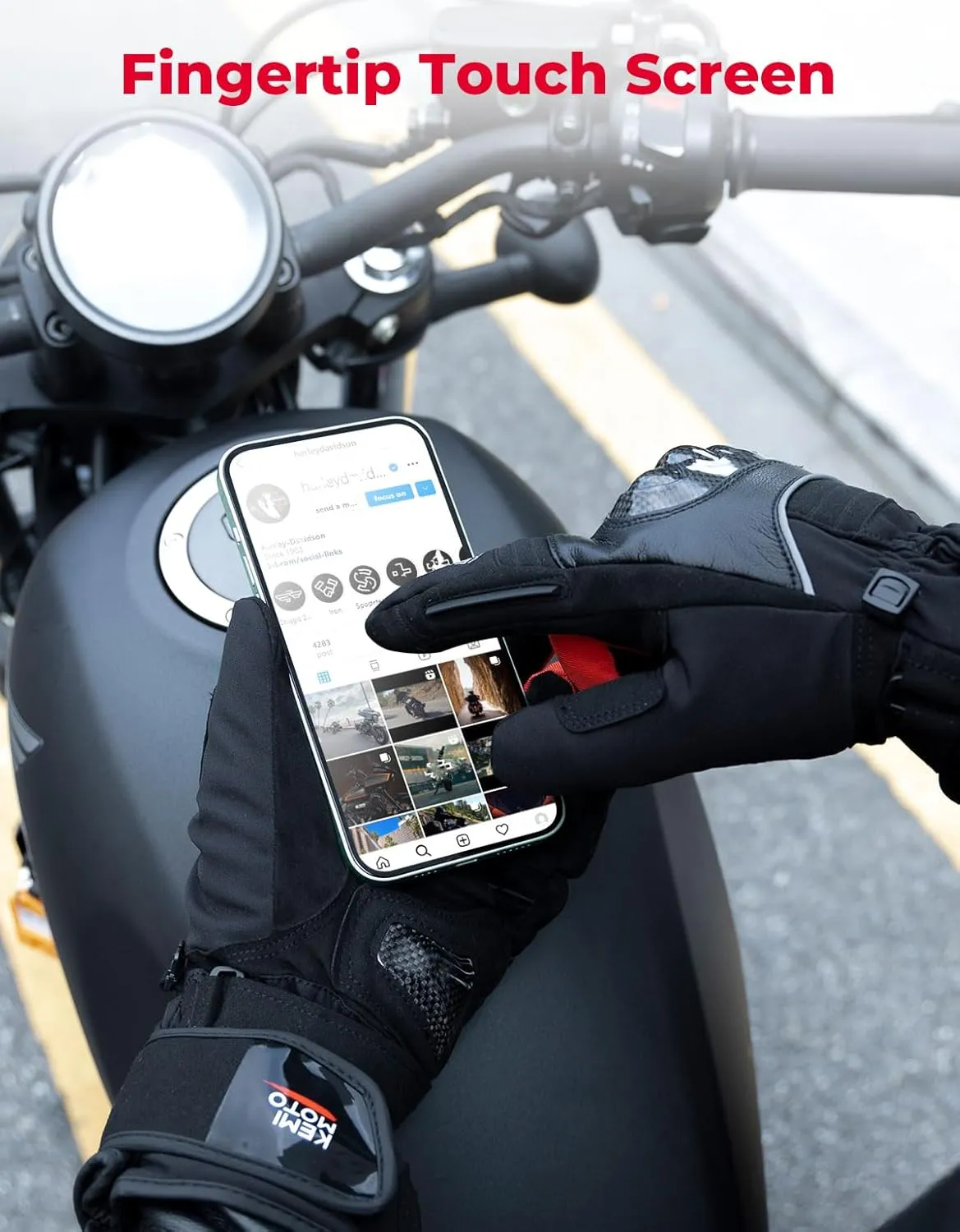 KEMIMOTO Motorcycle Gloves for Men Women Rainproof Riding Gloves with Touchscreen Waterproof Warm Anti-Slip Motorcycle Gloves for ATV Snowmobile Skiing Riding