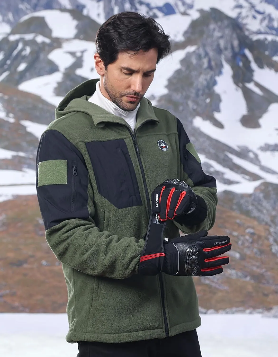 KEMIMOTO Motorcycle Gloves for Men Women Rainproof Riding Gloves with Touchscreen Waterproof Warm Anti-Slip Motorcycle Gloves for ATV Snowmobile Skiing Riding