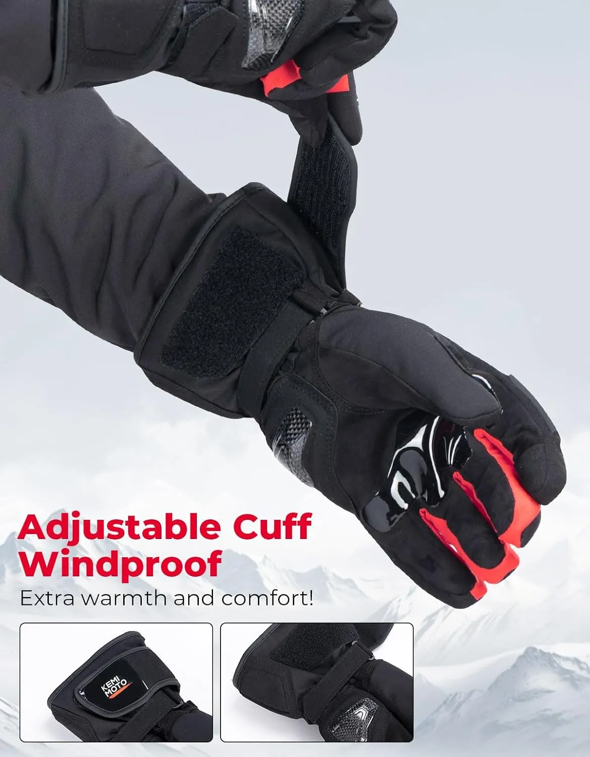 KEMIMOTO Motorcycle Gloves for Men Women Rainproof Riding Gloves with Touchscreen Waterproof Warm Anti-Slip Motorcycle Gloves for ATV Snowmobile Skiing Riding