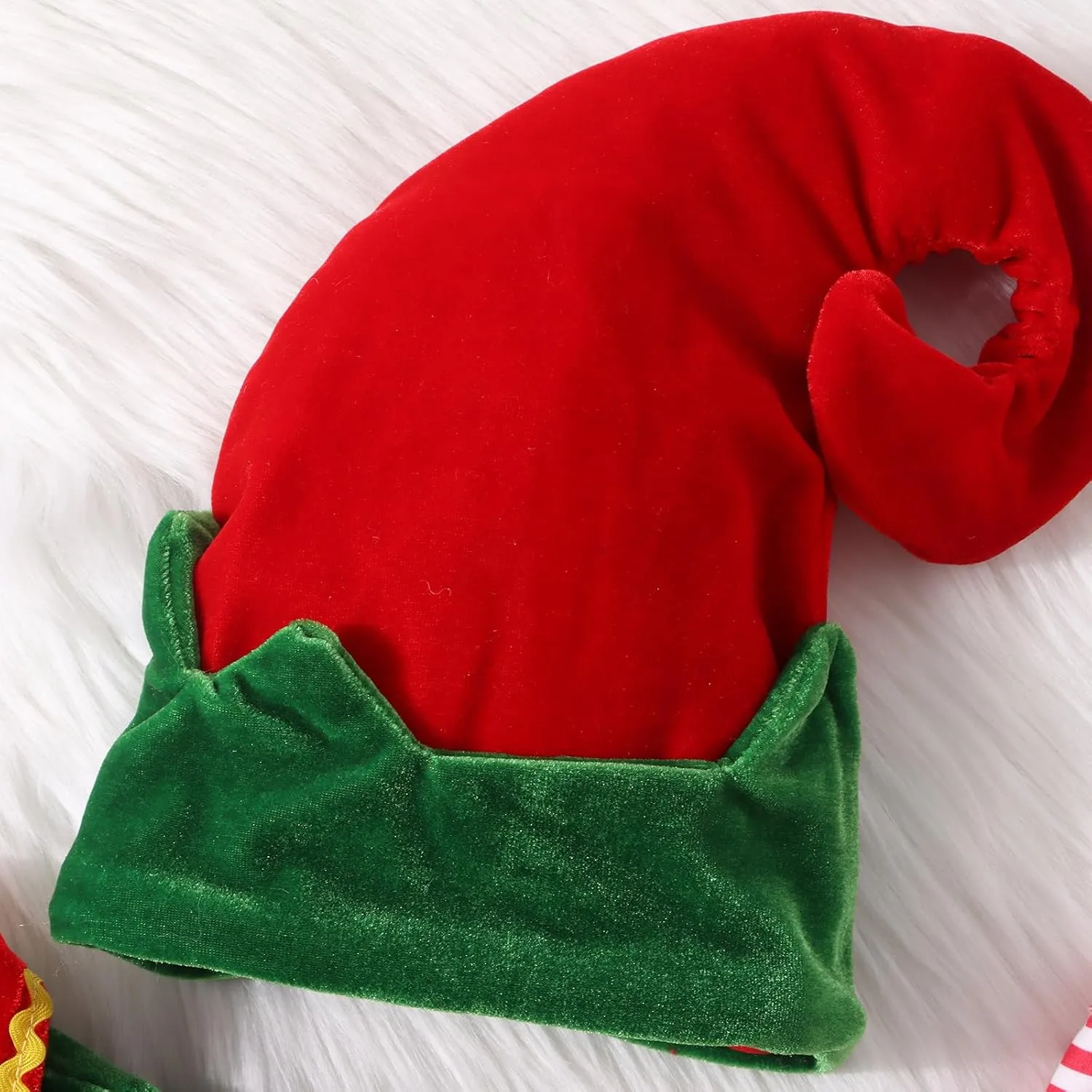 Kids Toddler Baby Girls Christmas Elf Costume Santa Clothes Velvet Princess Dress Hat Socks Holiday Dress Up Costume