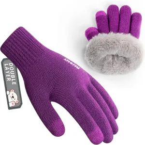 Kids Winter Gloves for Boys Girls Children Toddler Thermal Wool Knit Gloves with Insulated Fleece Lining Keep Hand Warm Gift