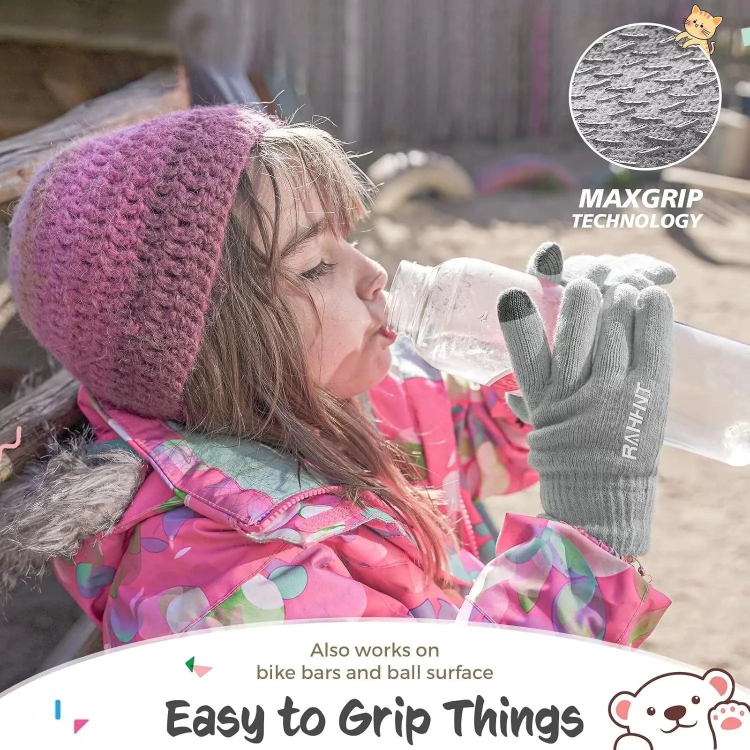 Kids Winter Gloves for Boys Girls Children Toddler Thermal Wool Knit Gloves with Insulated Fleece Lining Keep Hand Warm Gift
