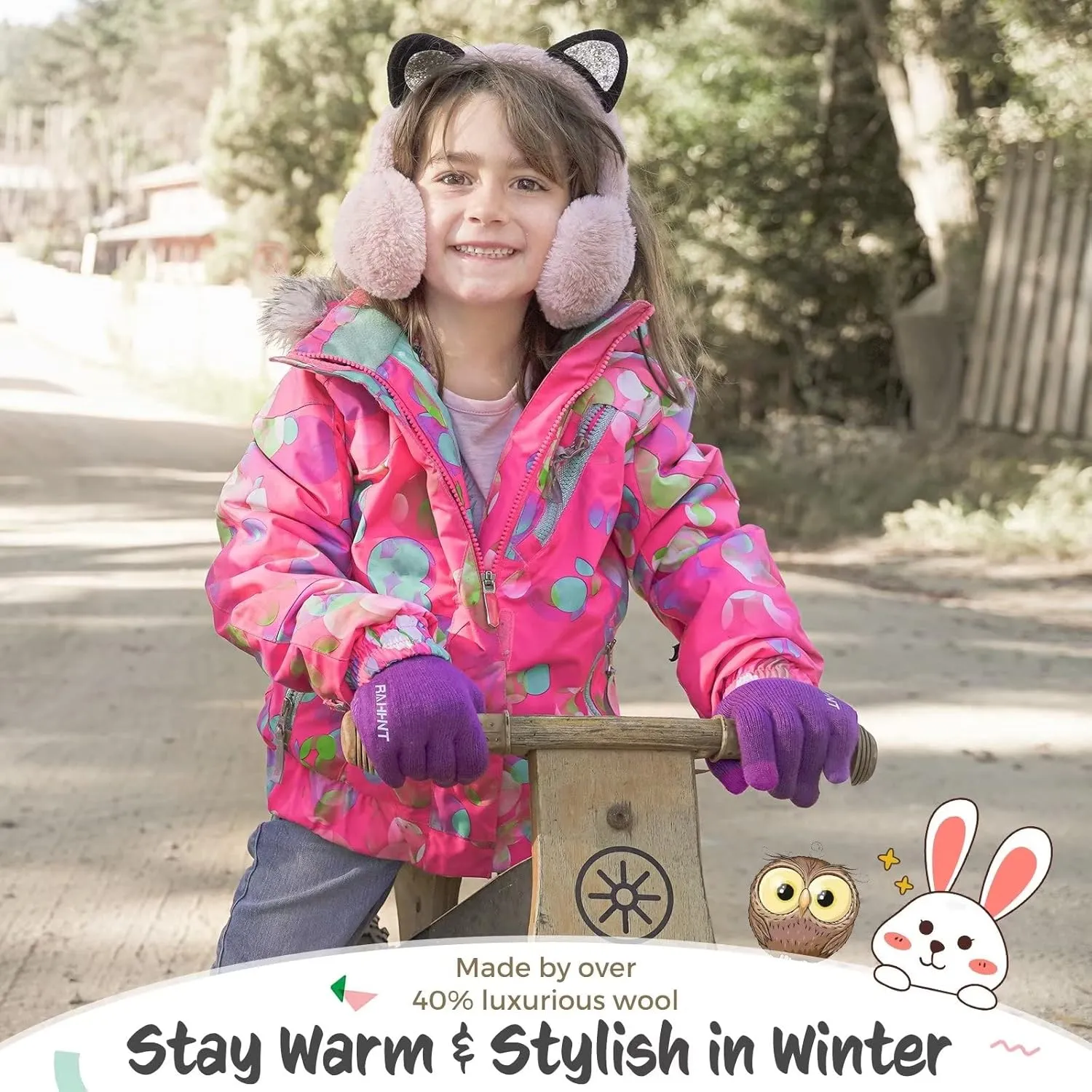 Kids Winter Gloves for Boys Girls Children Toddler Thermal Wool Knit Gloves with Insulated Fleece Lining Keep Hand Warm Gift