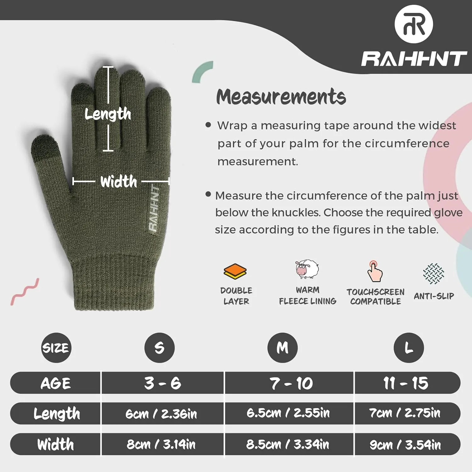 Kids Winter Gloves for Boys Girls Children Toddler Thermal Wool Knit Gloves with Insulated Fleece Lining Keep Hand Warm Gift