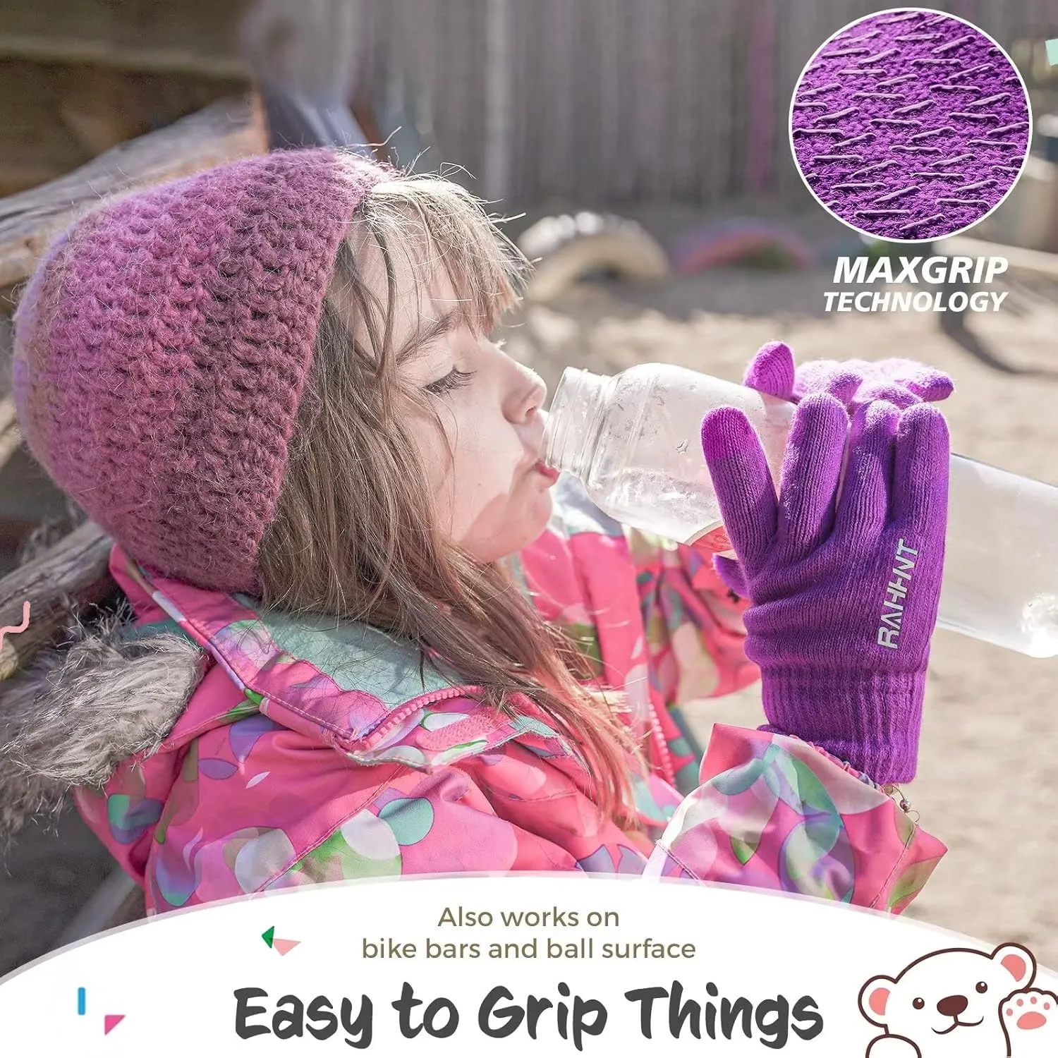 Kids Winter Gloves for Boys Girls Children Toddler Thermal Wool Knit Gloves with Insulated Fleece Lining Keep Hand Warm Gift