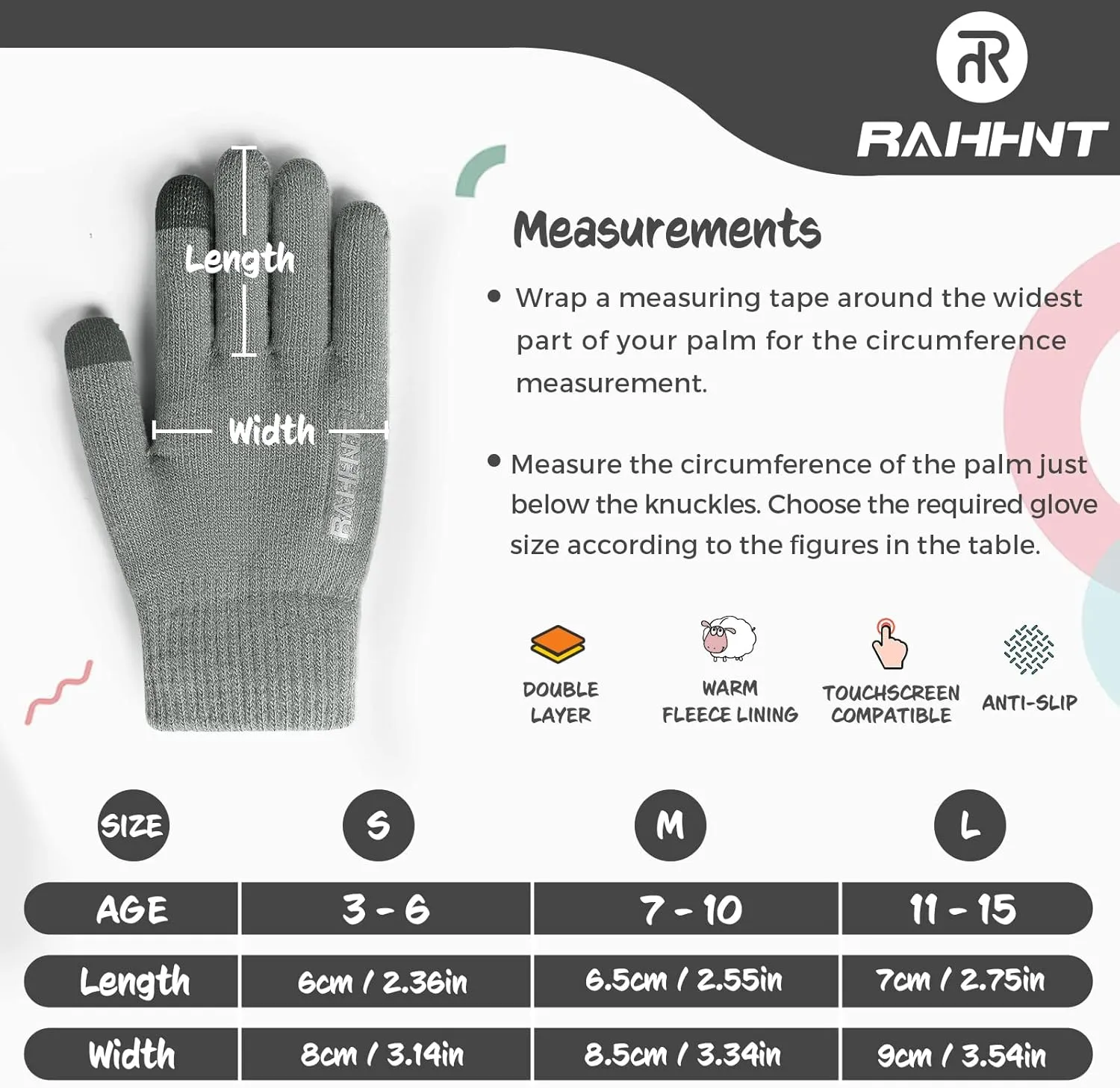 Kids Winter Gloves for Boys Girls Children Toddler Thermal Wool Knit Gloves with Insulated Fleece Lining Keep Hand Warm Gift