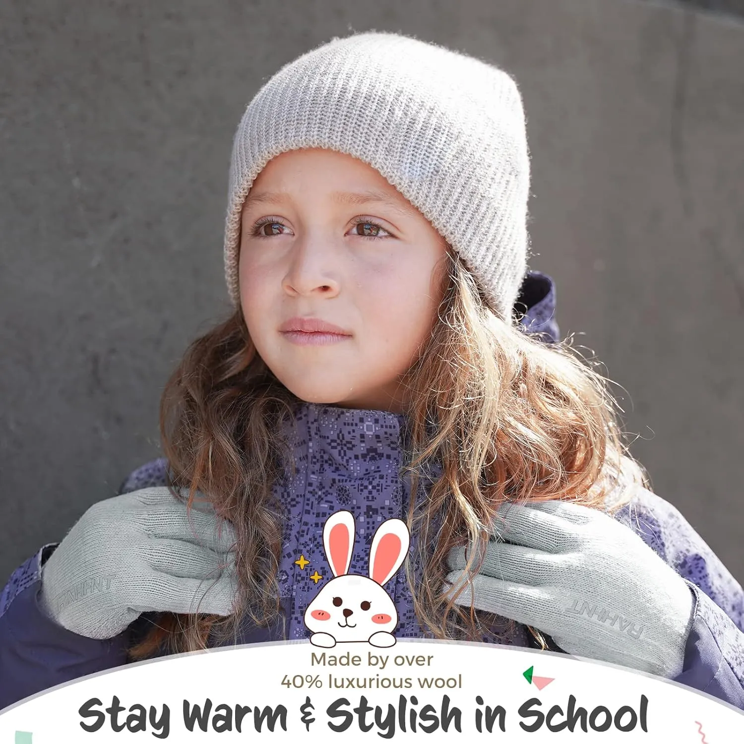 Kids Winter Gloves for Boys Girls Children Toddler Thermal Wool Knit Gloves with Insulated Fleece Lining Keep Hand Warm Gift