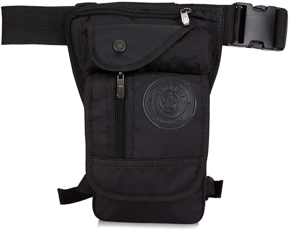 KPYWZER Nylon Thigh Drop Leg Bag for Men Women Fanny Pack Waist Bags Mens Travel Outdoors Crossbody Shoulder Pouch Black