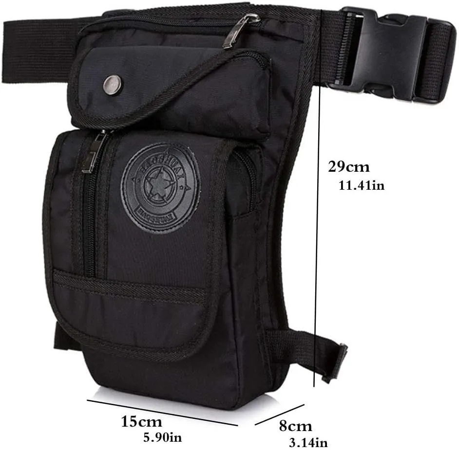 KPYWZER Nylon Thigh Drop Leg Bag for Men Women Fanny Pack Waist Bags Mens Travel Outdoors Crossbody Shoulder Pouch Black