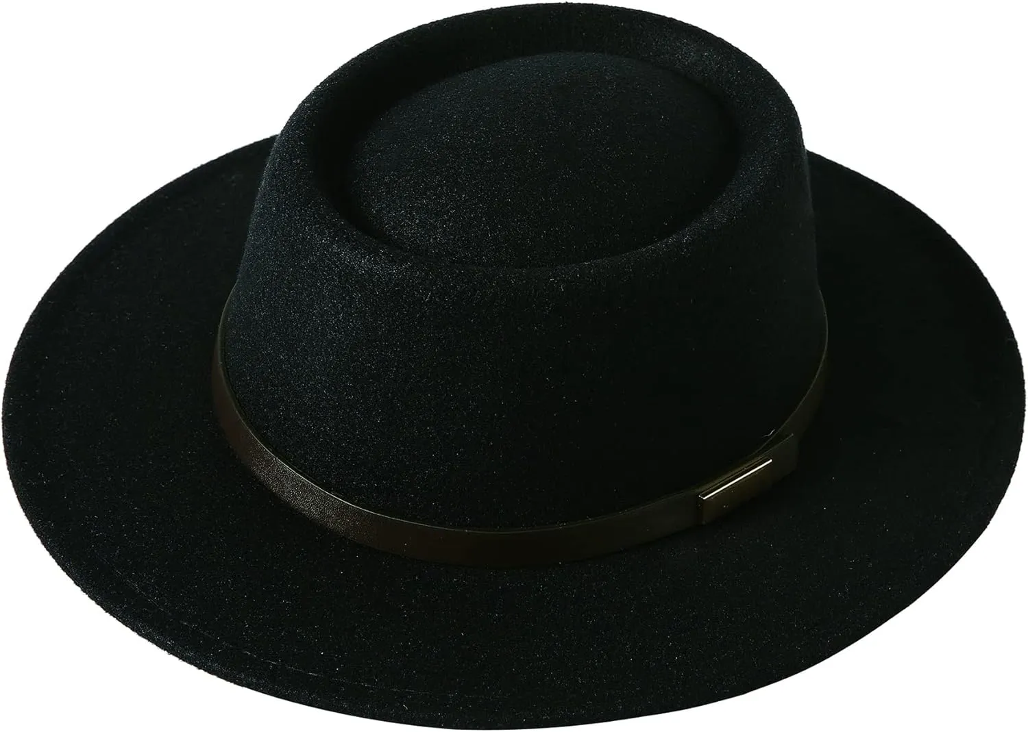 Lanzom Women Vintage Wide Brim Warm Wool Fedora Hat Belt Panama Hat Felt Jazz Hat