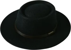 Lanzom Women Vintage Wide Brim Warm Wool Fedora Hat Belt Panama Hat Felt Jazz Hat