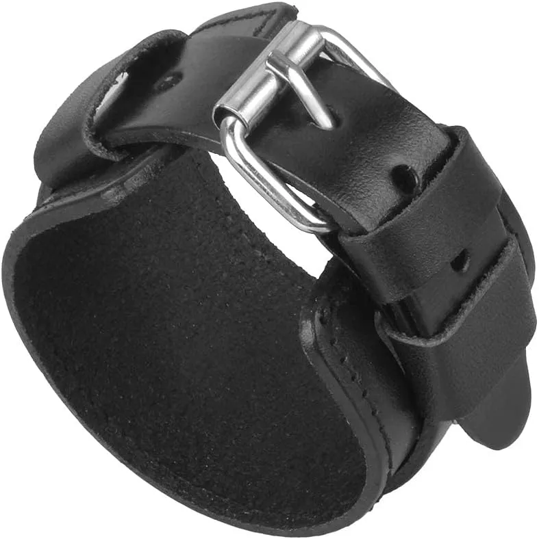 Leather Bracelet for Men Wrist Cuffs Leather Arm Bands Punk Leather Wristband Black Leather Cuff Bracelet for Women