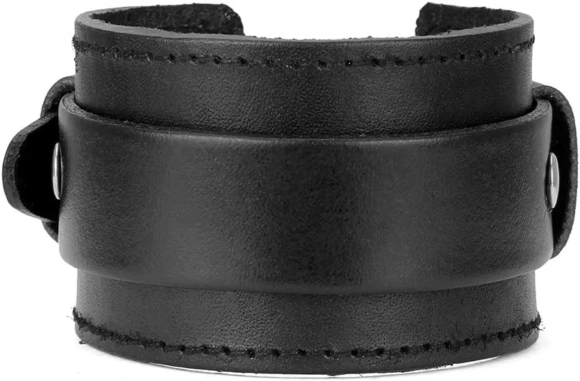 Leather Bracelet for Men Wrist Cuffs Leather Arm Bands Punk Leather Wristband Black Leather Cuff Bracelet for Women