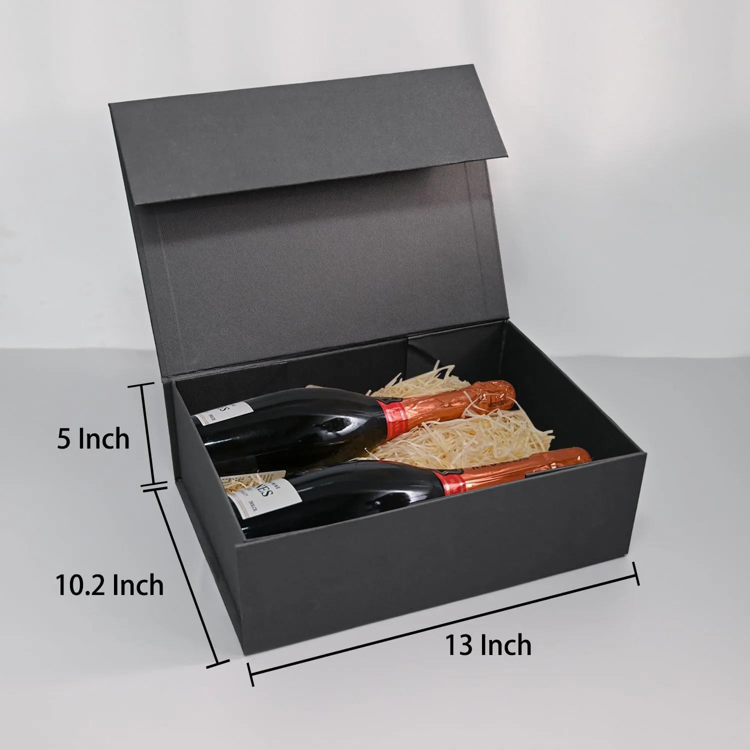 LIFELUM Gift Box 13.5''x10''x4'' Large Black Groomsmen Gifts Boxes with Magnetic Lids Birthday Luxury Gift Box for Men Groomsman Proposal Gifts Contains Card, Ribbon, Filler