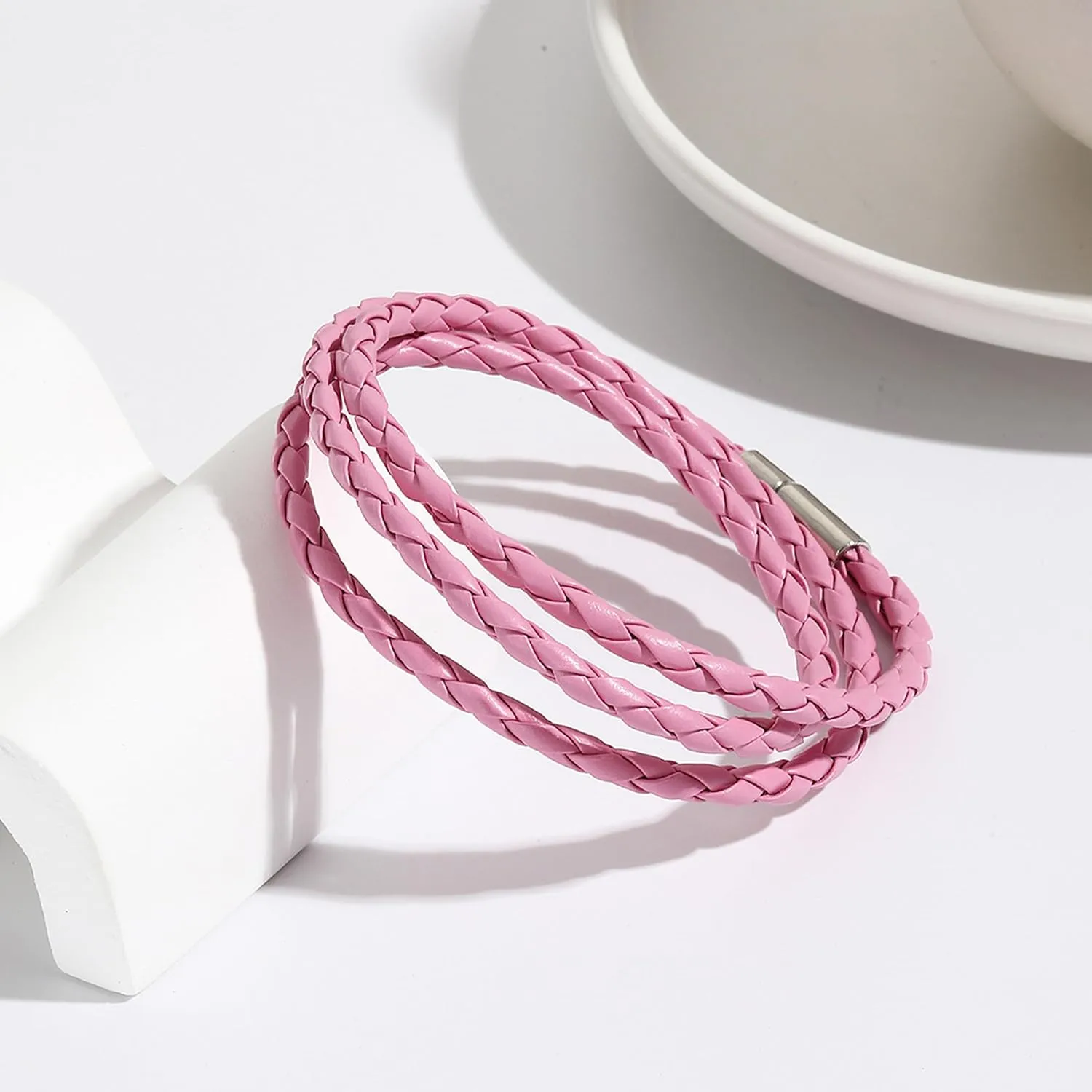 Long tiantian Leather Bracelets for Women Wrap Cuff Stackable Bracelets Boho Strand Braided Bracelet Western Jewelry for Women Birthday Gifts for Women