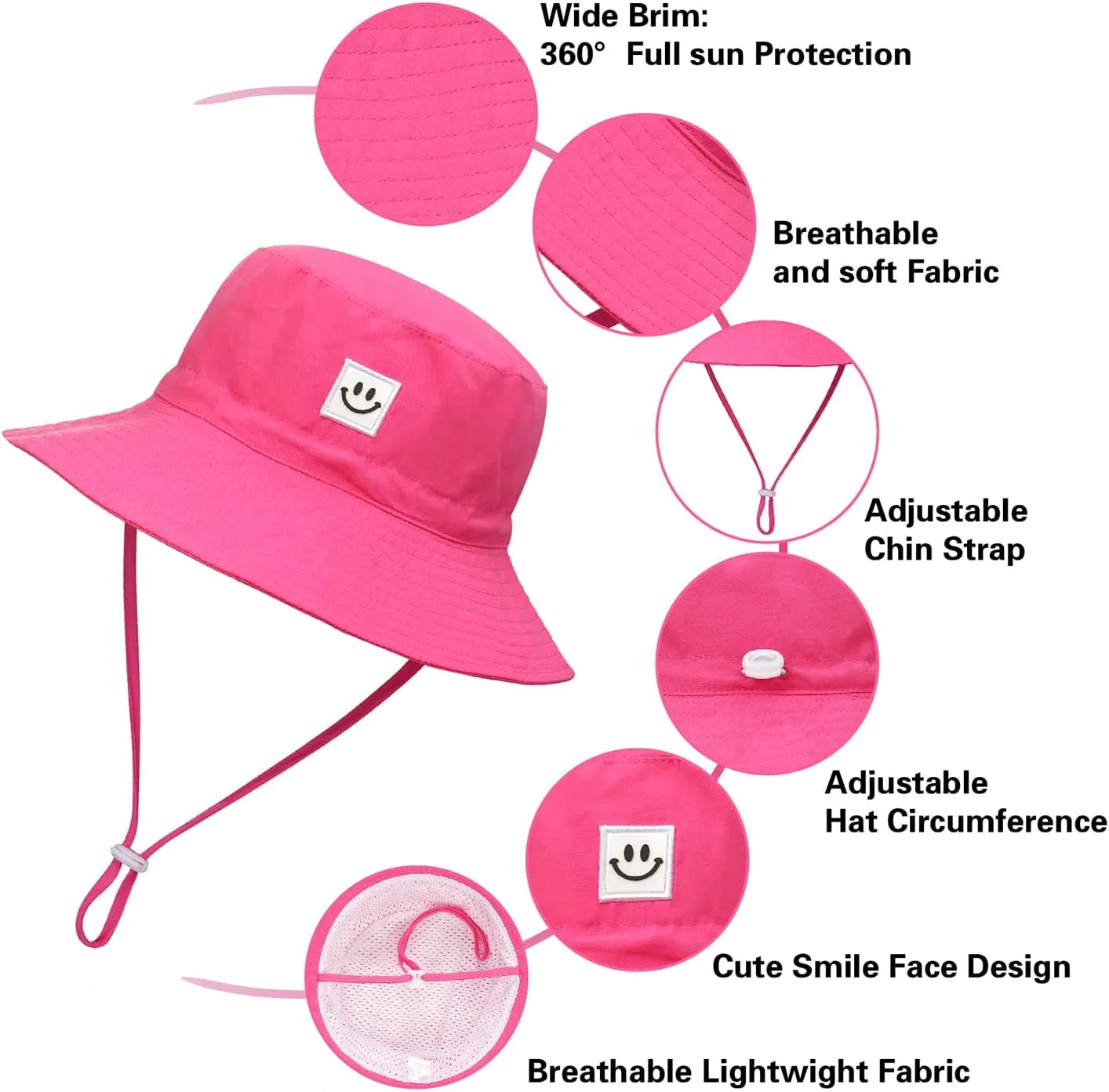 MaxNova Baby Sun Hat Smile Face UPF 50  Toddler Bucket Hat for Boys Girls 0-7 Years