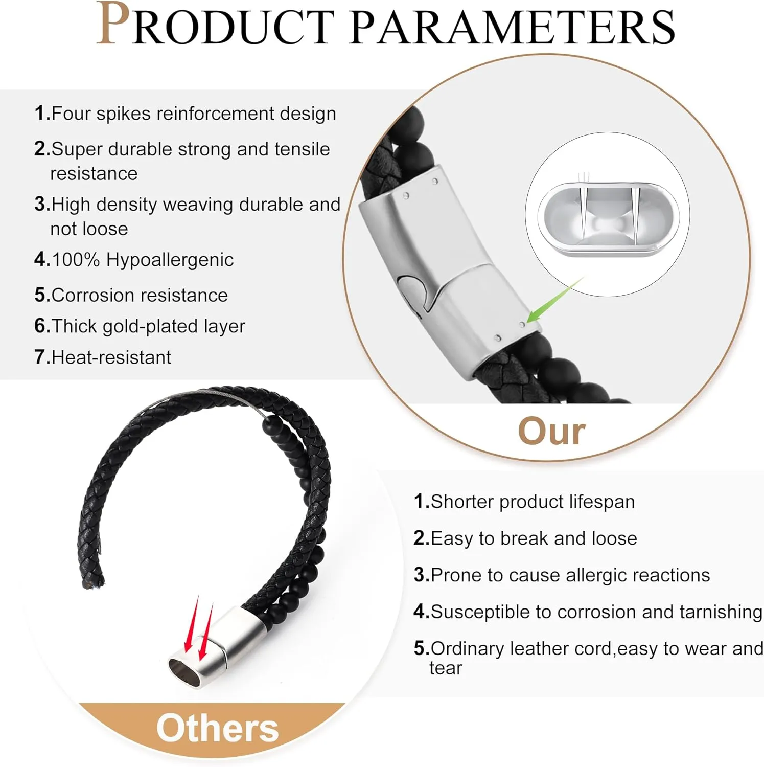 Mens Bracelet,Gifts for Men,Double-Row Black Braided Leather Bracelets for Men,Black Stainless Steel Cross Jewelry With Black Onyx Beads Bracelets,Charm Bracelet,For Dad,Friends,Brother,Sons