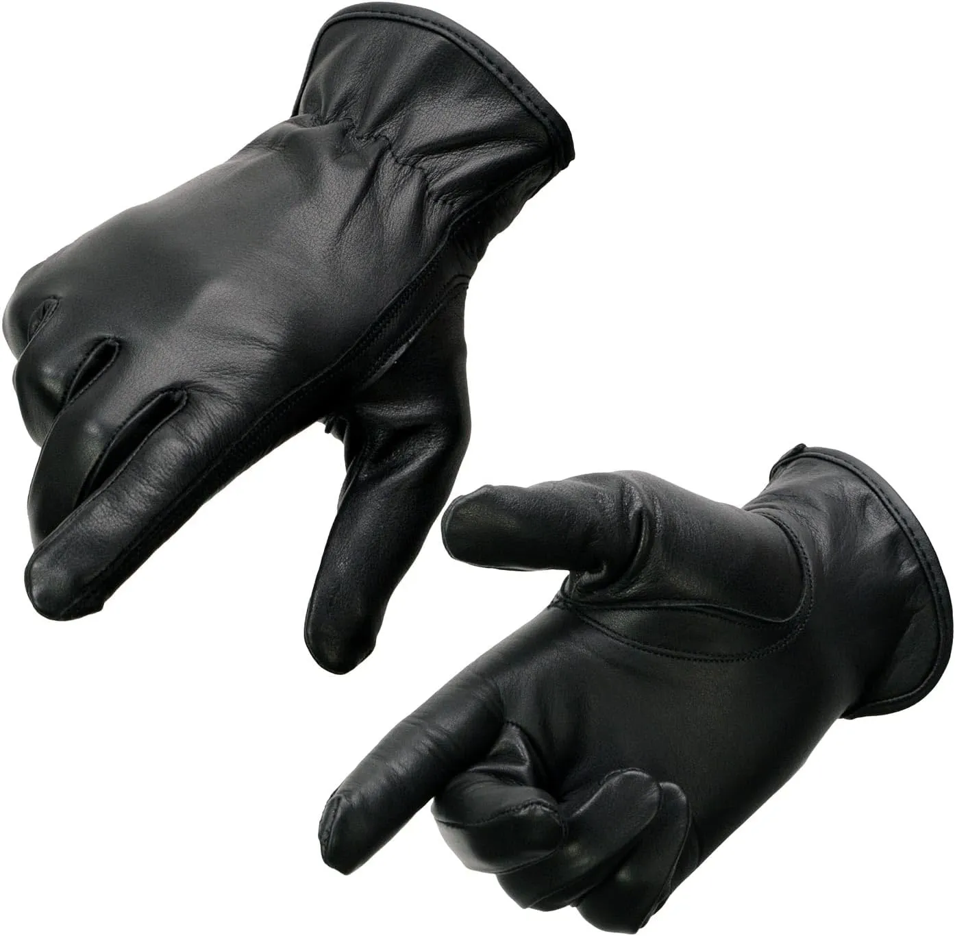 Milwaukee Leather SH886 Women's USA Deerskin Black Leather Unlined Lightweight Motorcycle Rider Gloves
