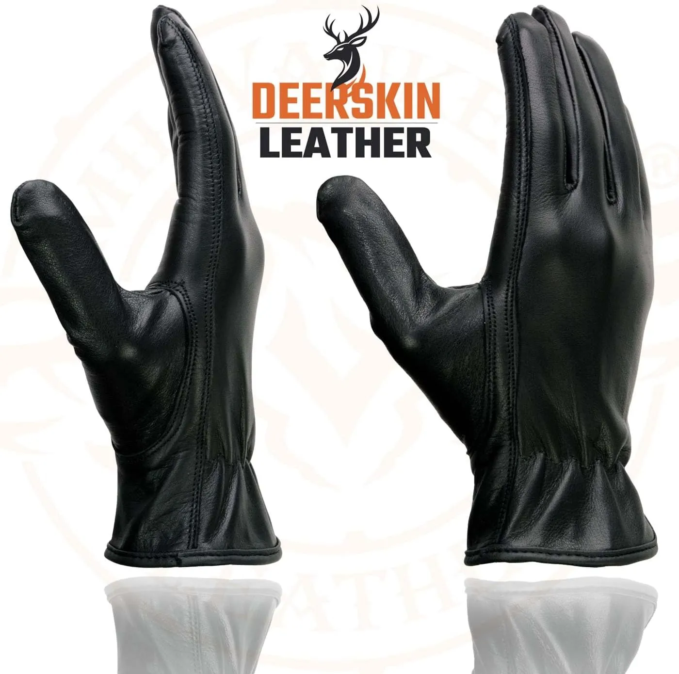 Milwaukee Leather SH886 Women's USA Deerskin Black Leather Unlined Lightweight Motorcycle Rider Gloves