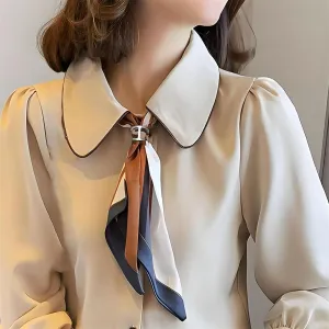 Minimalist Bar Silk Scarf Rings Clips for Women Gold Plated Geometric 2 Layered Ties Clip Clasp Fashion T-Shirt Slide Waist Buckle for Clothing Dress Accessories