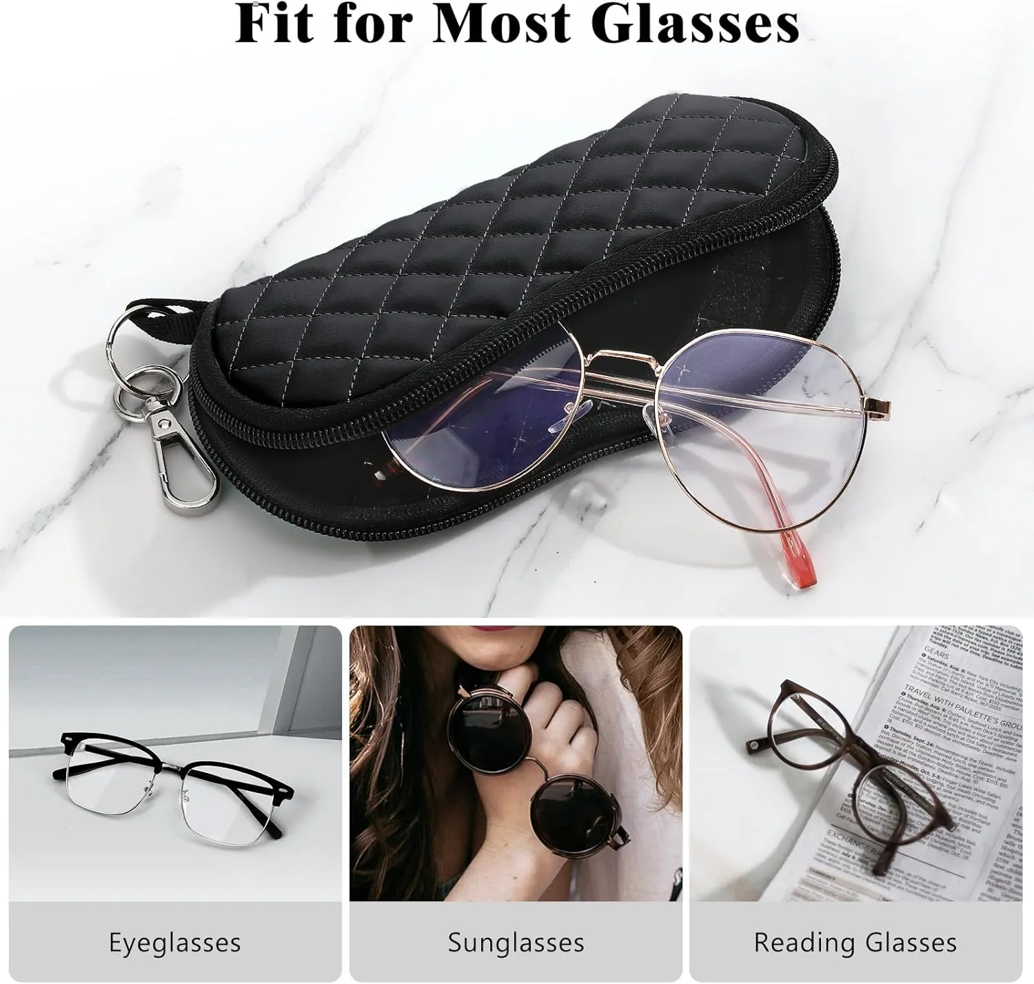 MoKo Sunglasses Soft Case Ultra Light Neoprene Zipper Eyeglass Case for Men Women