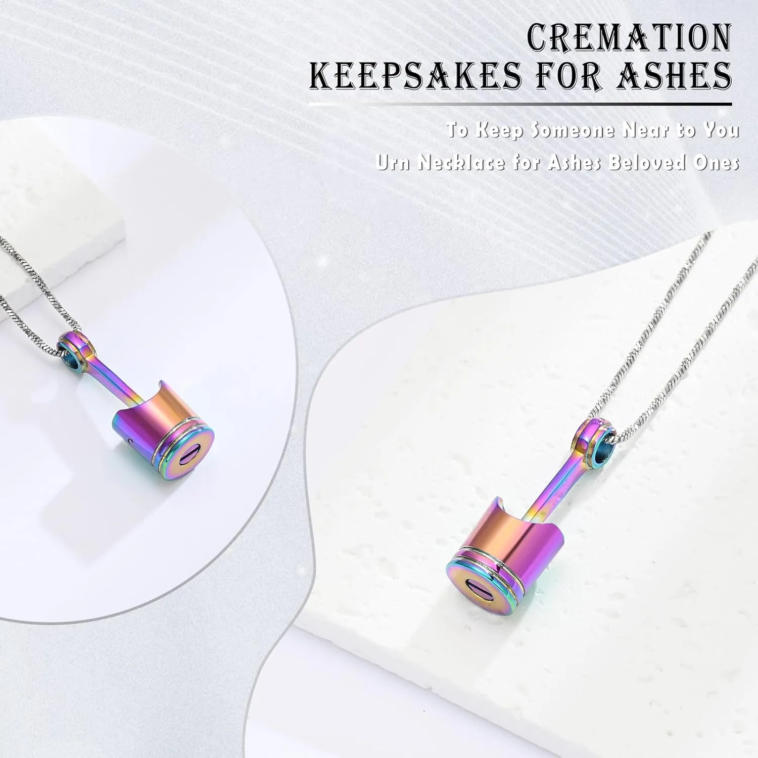 Motor Piston Urn Necklace for Ashes Cremation Jewelry Auto Parts Memorial Keepsake Stainless Steel Ashes Pendant for Men Women