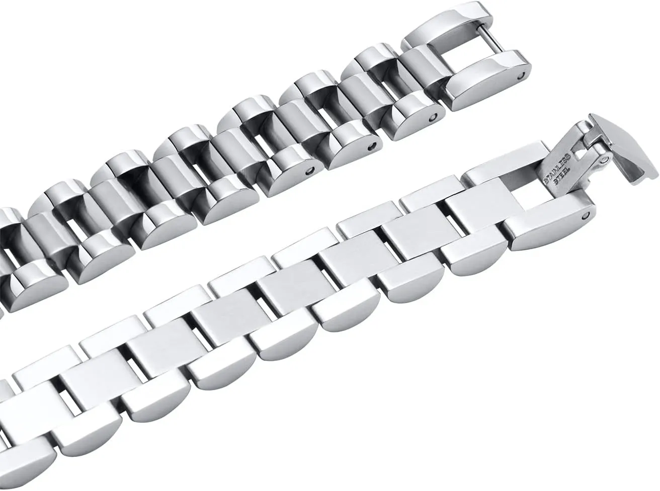 MPRAINBOW 2pcs Gold Chain Link Bracelet, Stainless Steel Crystal Friendship Bracelets Bangle,Watch Band Chains Wristband Jewelry with Adjust Tool