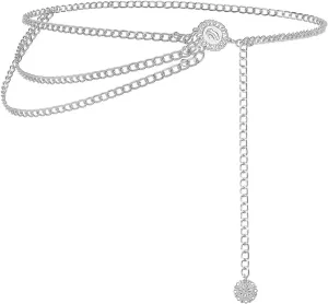 Multilayer Metal Waist Chain Belt for Women, Adjustable Women Long Belt Body Belly Jewelry for Dresses Jeans Trousers
