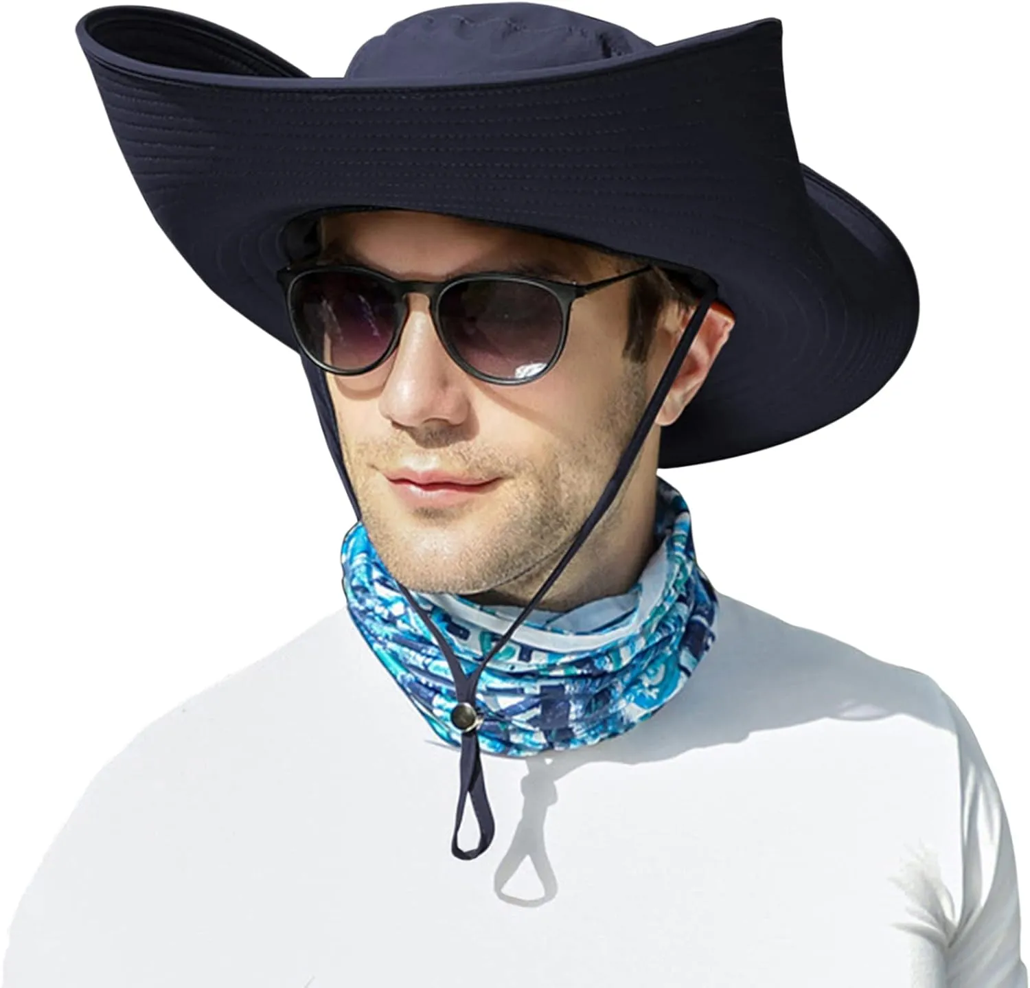 Muryobao Mens Sun Hats UPF 50  Waterproof Mesh Wide Brim Bucket Fishing Hat