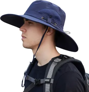 Muryobao Mens Sun Hats UPF 50  Waterproof Mesh Wide Brim Bucket Fishing Hat