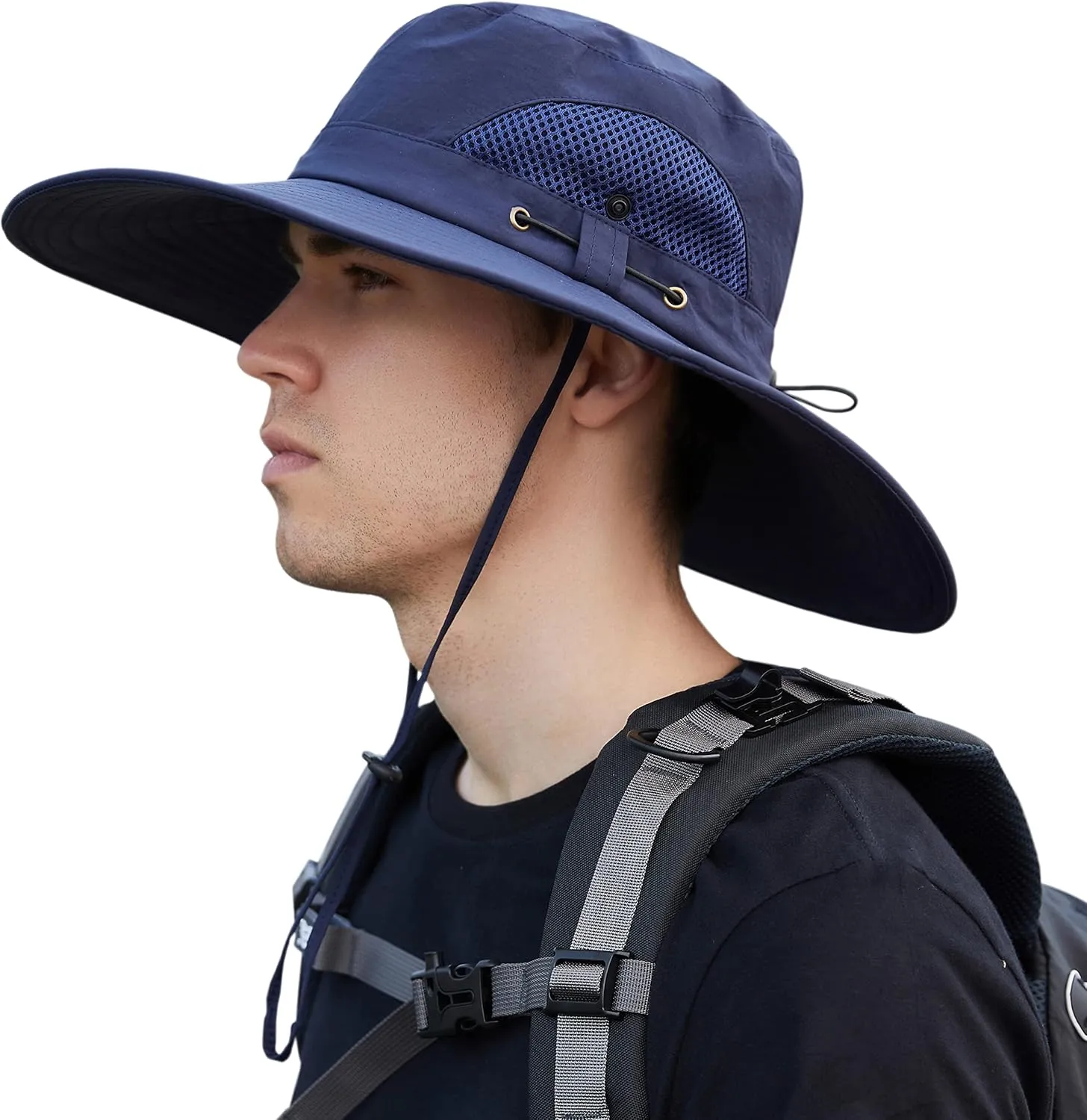 Muryobao Mens Sun Hats UPF 50  Waterproof Mesh Wide Brim Bucket Fishing Hat